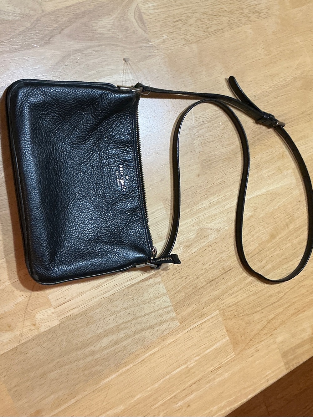 Black Leather Crossbody Messenger Bag with Adjustable Strap